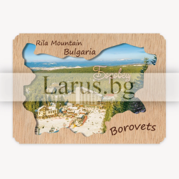 Дървен магнитен сувенир Боровец - Рила планина