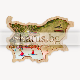Дървен магнитен сувенир Боровец - 12-mdBO-0005