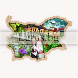 Дървен магнитен сувенир карта на България