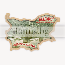 Дървен магнит Мадарски конник - Сувенир от България