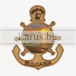 Магнитен сувенир Бургас - Котва и корабен рул