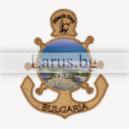 Магнитен сувенир Бургас - Котва и корабен рул
