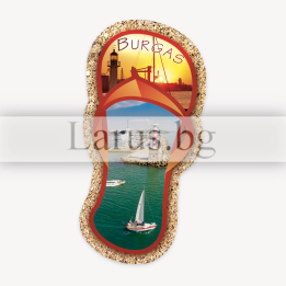Магнитен сувенир Бургас - форма на джапанка | Сувенири от България
