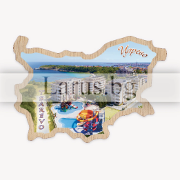 Магнитен сувенир Царево - Карта на България