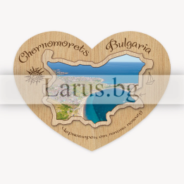 Магнитен сувенир сърце Черноморец - Дървен сувенир 12-mdCH-0010