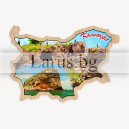 Магнитен сувенир Калиакра - Дървен сувенир с карта на България