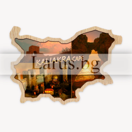 Дървен магнитен сувенир Калиакра - Карта на България