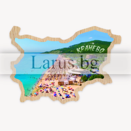 Дървен магнитен сувенир Кранево - Карта на България