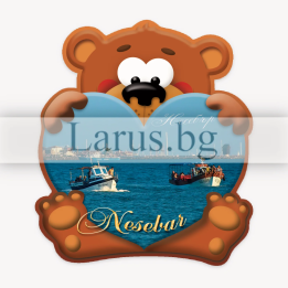 Магнитен сувенир Несебър - Мече със сърце