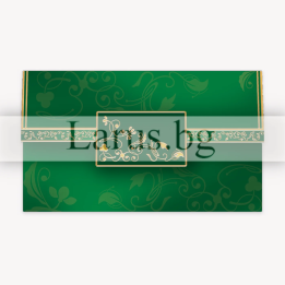 Тройно сгъваема зелена картичка с флорални мотиви - ПД 0125