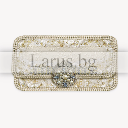 Луксозна поздравителна картичка с перли и брошка - PD-0541