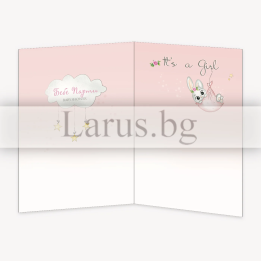 Поздравителна картичка за бебе парти момиченце (PD-0729)