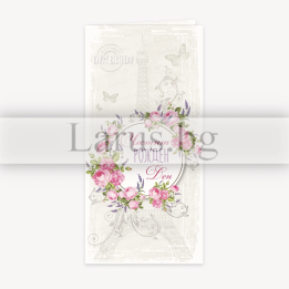 Изискана картичка за рожден ден с Айфелова кула и рози | 1-PD-0775