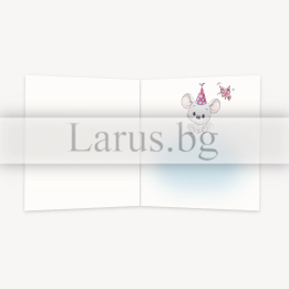 Детска картичка за Рожден ден с еленче и мишле - 1-PD-0802