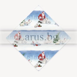 Коледна опаковъчна хартия с Дядо Коледа и мечета 99x68 см