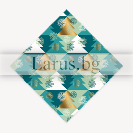 Коледна опаковъчна хартия с елхи и снежинки 14-PG-0086