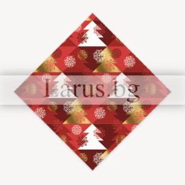 Коледна опаковъчна хартия с елхи и снежинки 14-PG-0087