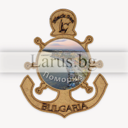 Магнитен сувенир Поморие - Котва и корабен рул