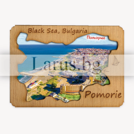 Магнитен сувенир Поморие - Дървено сърце с изгледи