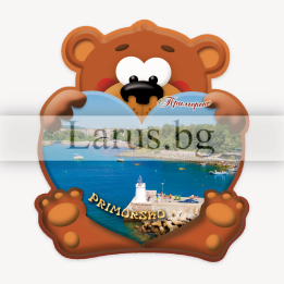 Магнитен сувенир Приморско - мече със сърце