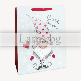 Подаръчна торбичка с коледно гноме 30х40 см