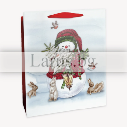 Коледна подаръчна торбичка със снежен човек 26х32х10см