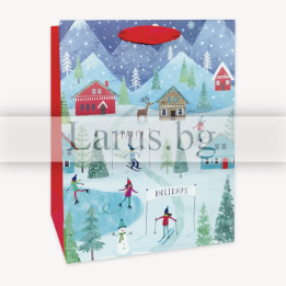 Коледна подаръчна торбичка Happy Holidays 18х23х8см