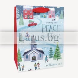 Коледна подаръчна торбичка 18x8x23см | 13-PT-0450