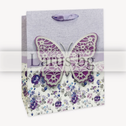 Подаръчна торбичка с пеперуда и цветя | 13-PT-0465