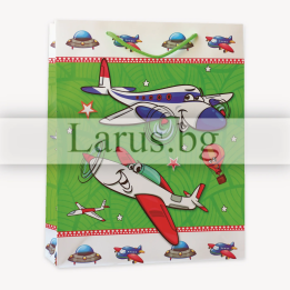 Детска подаръчна торбичка със самолети - 18x8x23 см