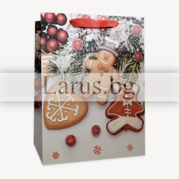 Коледна подаръчна торбичка с меденки 18x8x23см