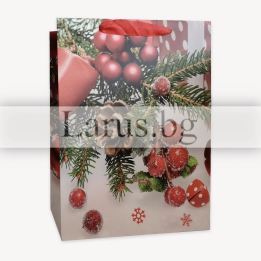 Коледна подаръчна торбичка 18x8x23 см - 13-PT-0578
