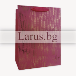 Подаръчна торбичка 18x8x23 см - Розова с геометричен дизайн