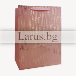 Подаръчна торбичка 18x8x23 см - Розова със златисто