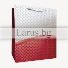 Подаръчна торбичка 26x10x32см - Бяло и червено