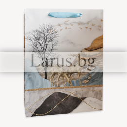 Подаръчна торбичка с елени - 26x10x32 см | Празнична опаковка