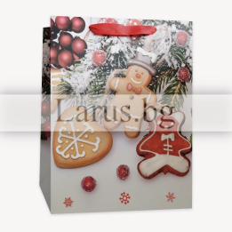 Коледна подаръчна торбичка с меденки 26x10x32см