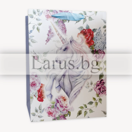 Подаръчна торбичка с еднорог - 26x10x32см