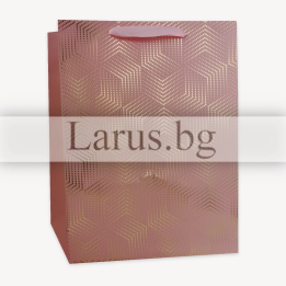 Подаръчна торбичка 0646 - Розова със златисти мотиви