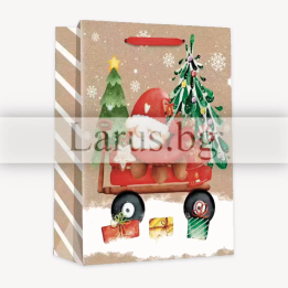 Коледна подаръчна торбичка с гномче - 26x10x32 см