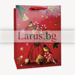 Коледна подаръчна торбичка 0661 - 30х12х40 см