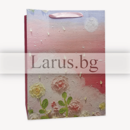 Подаръчна торбичка с нежни рози - 30х12х40 см