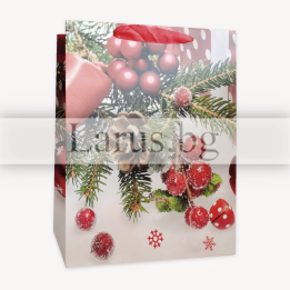 Коледна подаръчна торбичка 30х12х40см | Празнична опаковка