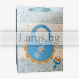 Подаръчна торбичка за бебе момче - 30х12х40 см