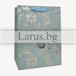 Луксозна подаръчна торбичка 30х12х40 см - Синя със златисто