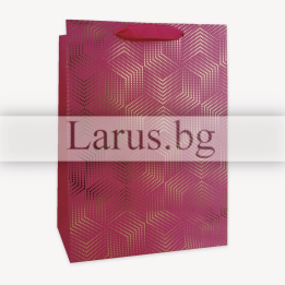 Подаръчна торбичка 30х12х40 см - Розова със златист дизайн