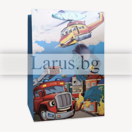 Детска подаръчна торбичка с пожарна кола и хеликоптер