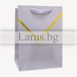 Луксозна подаръчна торбичка 26х32 см - светлолилава със златно