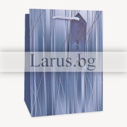 Луксозна подаръчна торбичка 31х42 см - Синя с абстрактни линии