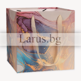 Луксозна подаръчна торбичка 14.5х15х6 см - абстрактен дизайн